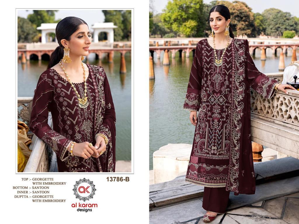 Al Karam 13786 Georgette Salwar Suits Catalog
